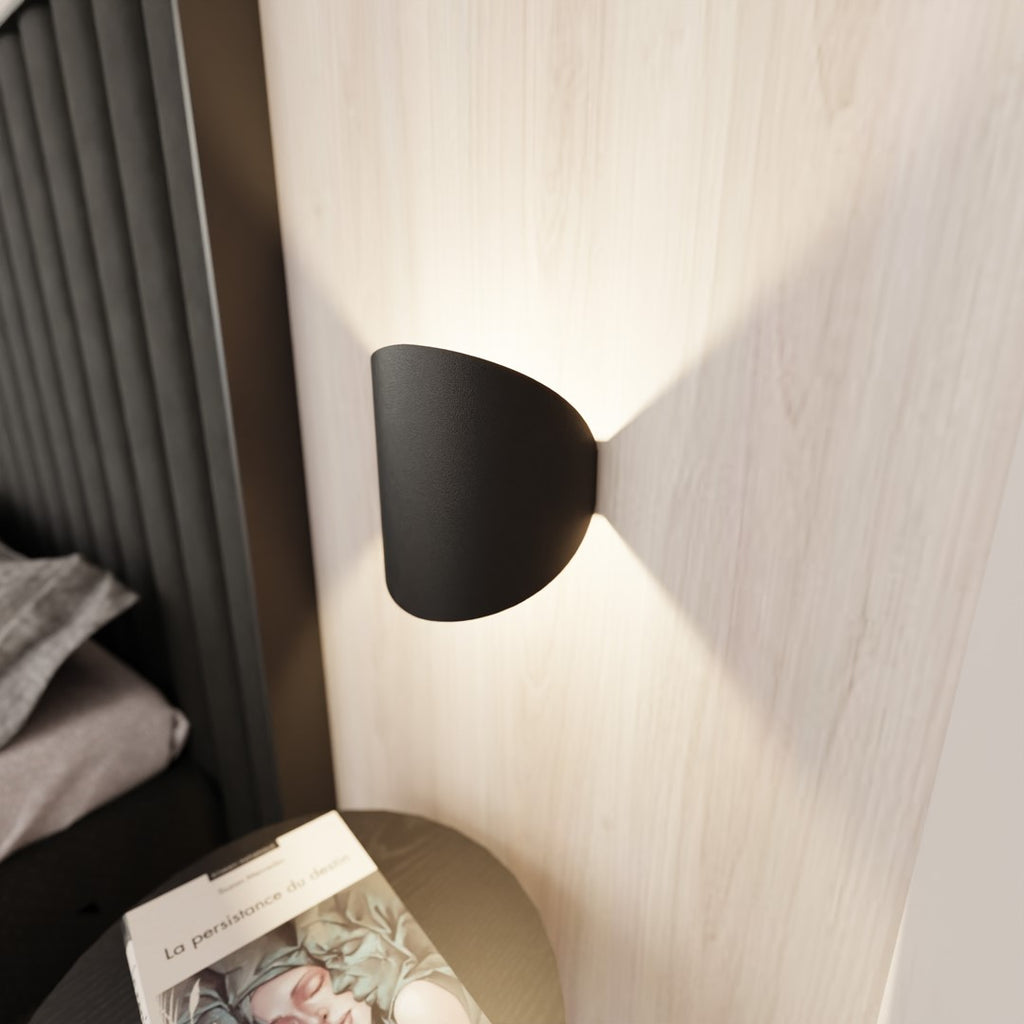 Wandlamp mat zwart gepoedercoat staal, minimalistisch, 20 x 22 cm, G9 fitting voor gang, trap en woonkamer
