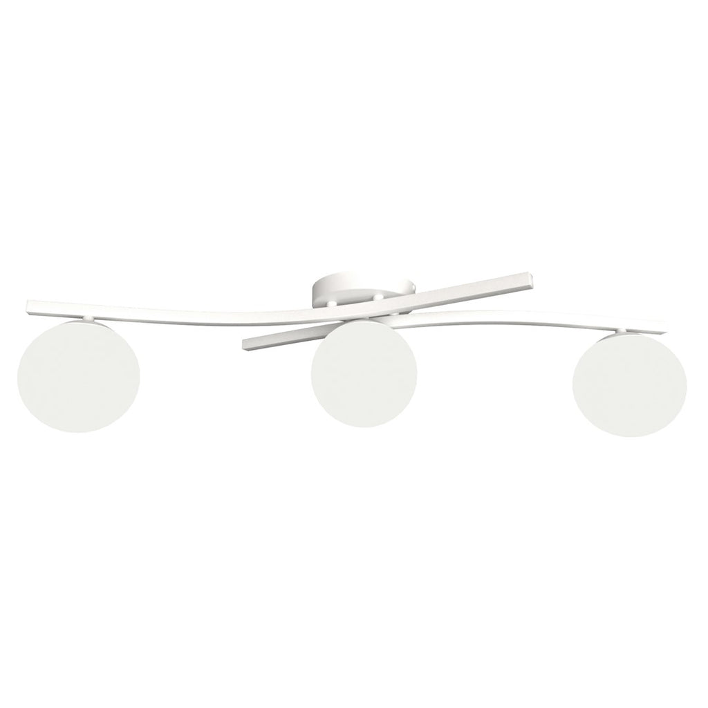Plafondlamp gepoedercoat staal Opus 3 lichts, wit met opaalglazen kappen, 3 x E14 – woonkamer, eetkamer en slaapkamer
