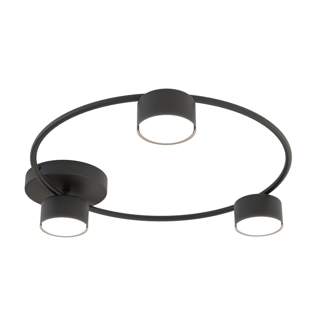 Plafondlamp gepoedercoat staal minimalistisch Lucio zwart, 3 fittingen, 48 x 44 cm