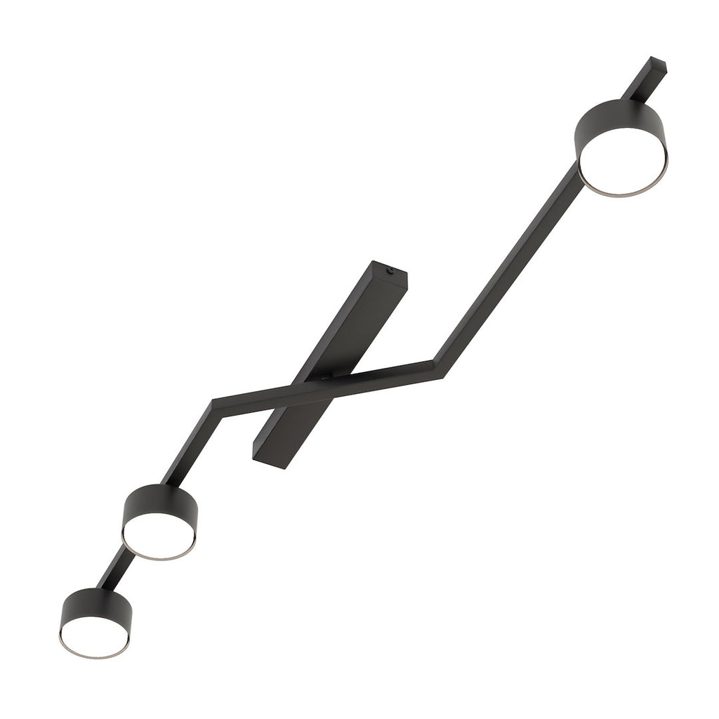 Plafondlamp staal modern Skan zwart 100 x 32 x 20 cm, met 3 fittingen voor woonkamer, eetkamer en hal