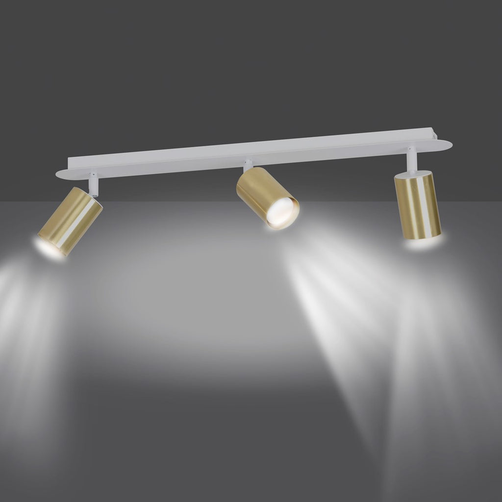 Plafondlamp gepoedercoat staal modern Zen wit 72 cm, 3 spots voor keuken en gang