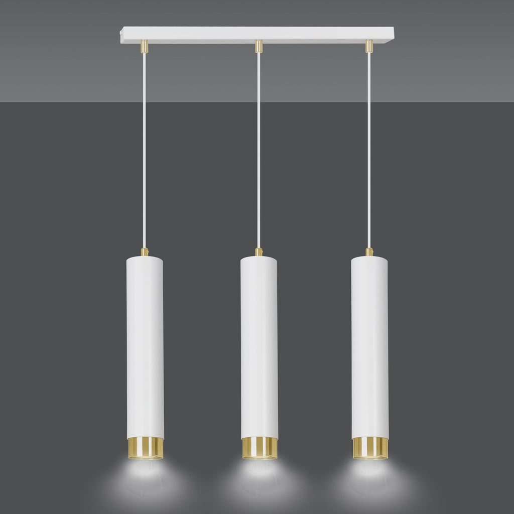 Hanglamp staal modern Kibo wit met goud, 3 lichts, verstelbare hoogte – 45 x 100 cm