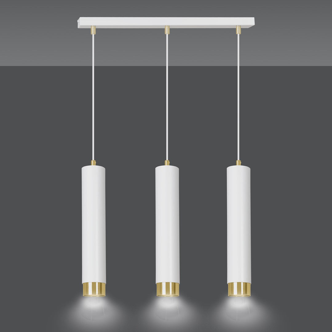Hanglamp staal modern Kibo wit met goud, 3 lichts, verstelbare hoogte – 45 x 100 cm