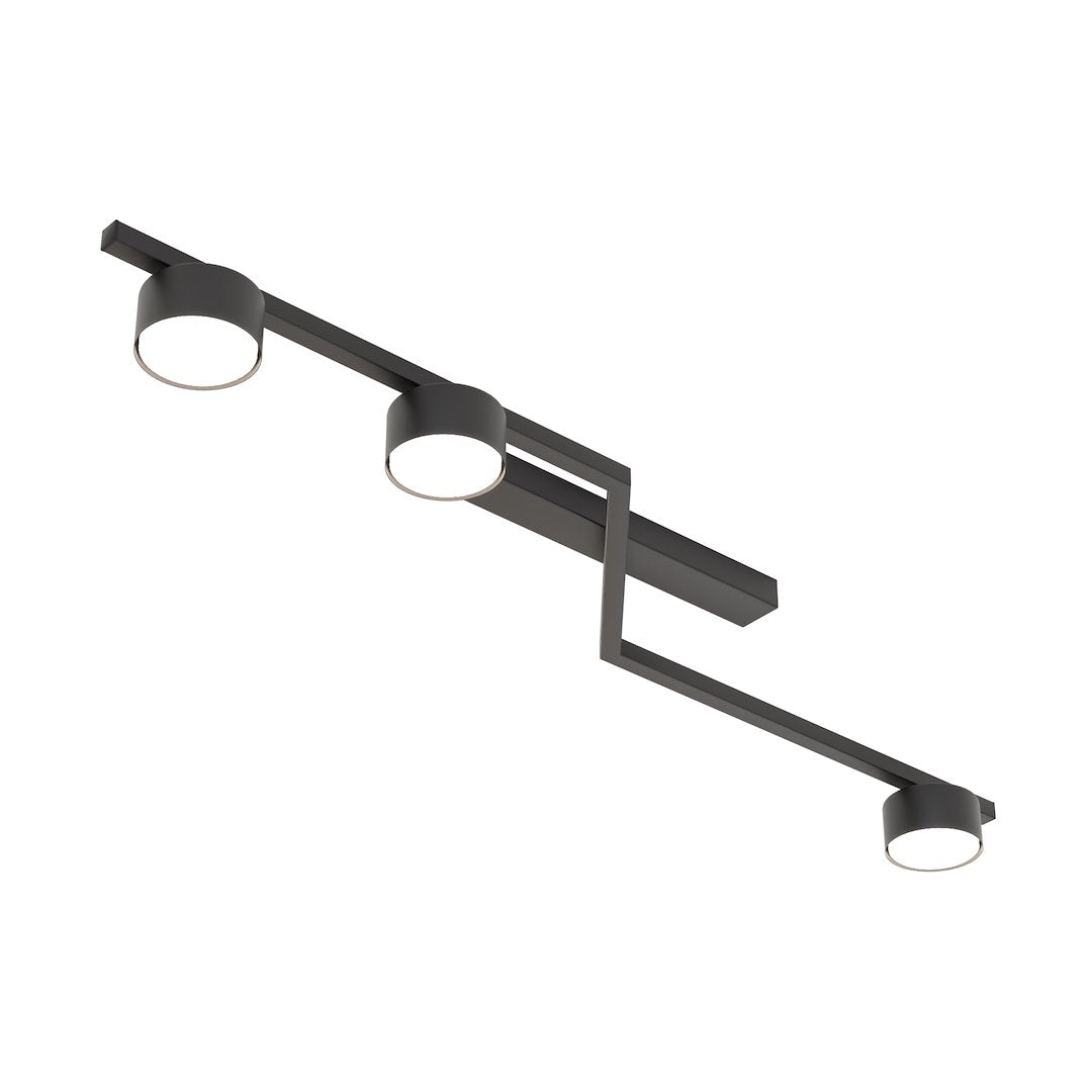 Plafondlamp staal modern Skan zwart 100 x 32 x 20 cm, met 3 fittingen voor woonkamer, eetkamer en hal