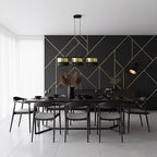 Hanglamp gepoedercoat staal en stof, modern Lux zwart met goud, kap Ø 20 cm, 3 lichts, voor eettafel en keukeneiland