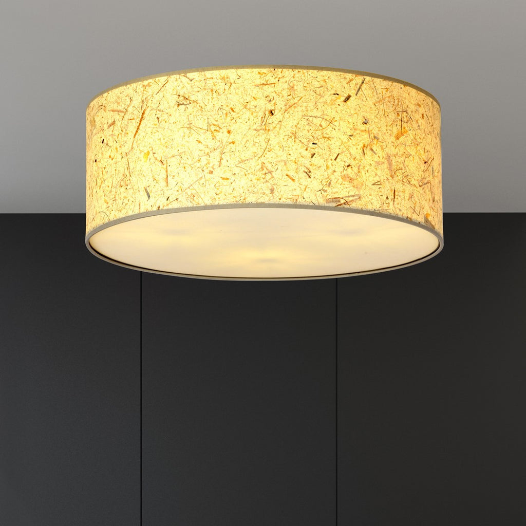 Plafondlamp gepoedercoat staal boho Aston, bruine kap, zwart armatuur, Ø 50 cm, 3 fittingen E27, woonkamer