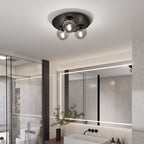 Plafondlamp gepoedercoat staal Solar zwart met grafiet glas, 3 fittingen E14, 43 x 19 cm