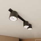 Plafondlamp staal minimalistisch Nano mat zwart, 3 spots, 70 cm breed, voor woonkamer, eetkamer en kantoor