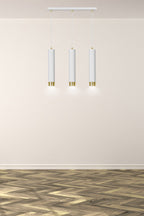 Hanglamp staal modern Kibo wit met goud, 3 lichts, verstelbare hoogte – 45 x 100 cm