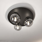 Plafondlamp gepoedercoat staal Solar zwart met grafiet glas, 3 fittingen E14, 43 x 19 cm