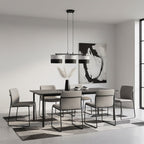 Hanglamp 3-lichts gepoedercoat staal en stof, Karbon, zwart grijs, kapdiameter Ø 20 cm, 70 cm breed