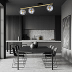Plafondlamp staal en glas modern Monza zwart goud grafiet 80 x 20 cm, 3 fittingen E14