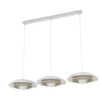 Hanglamp gepoedercoat staal Scandinavisch Skin wit mokka 95 x 30 x 120 cm, 3 lichtpunten voor boven de eettafel