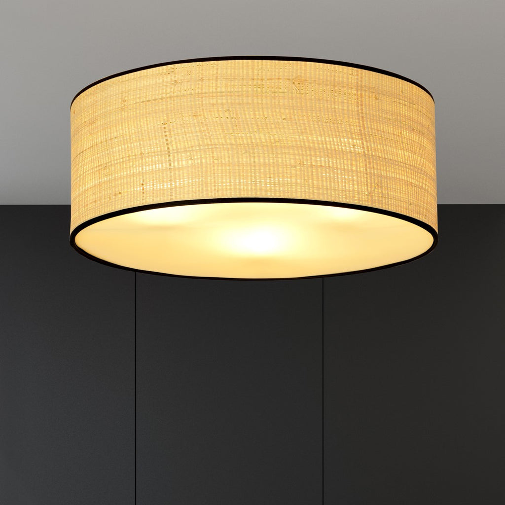 Plafondlamp Aston gepoedercoat staal boho zwart met bruine kap Ø 50 cm, 3 x E27-fitting, woonkamer en eettafel