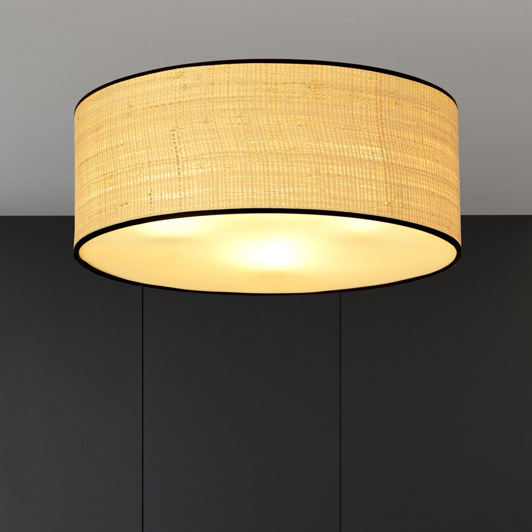 Plafondlamp Aston gepoedercoat staal boho zwart met bruine kap Ø 50 cm, 3 x E27-fitting, woonkamer en eettafel