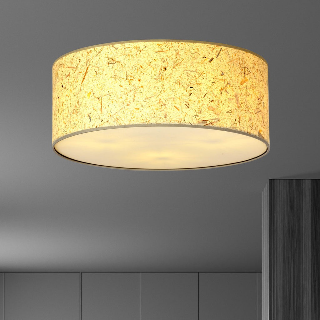 Plafondlamp gepoedercoat staal boho Aston, bruine kap, zwart armatuur, Ø 50 cm, 3 fittingen E27, woonkamer