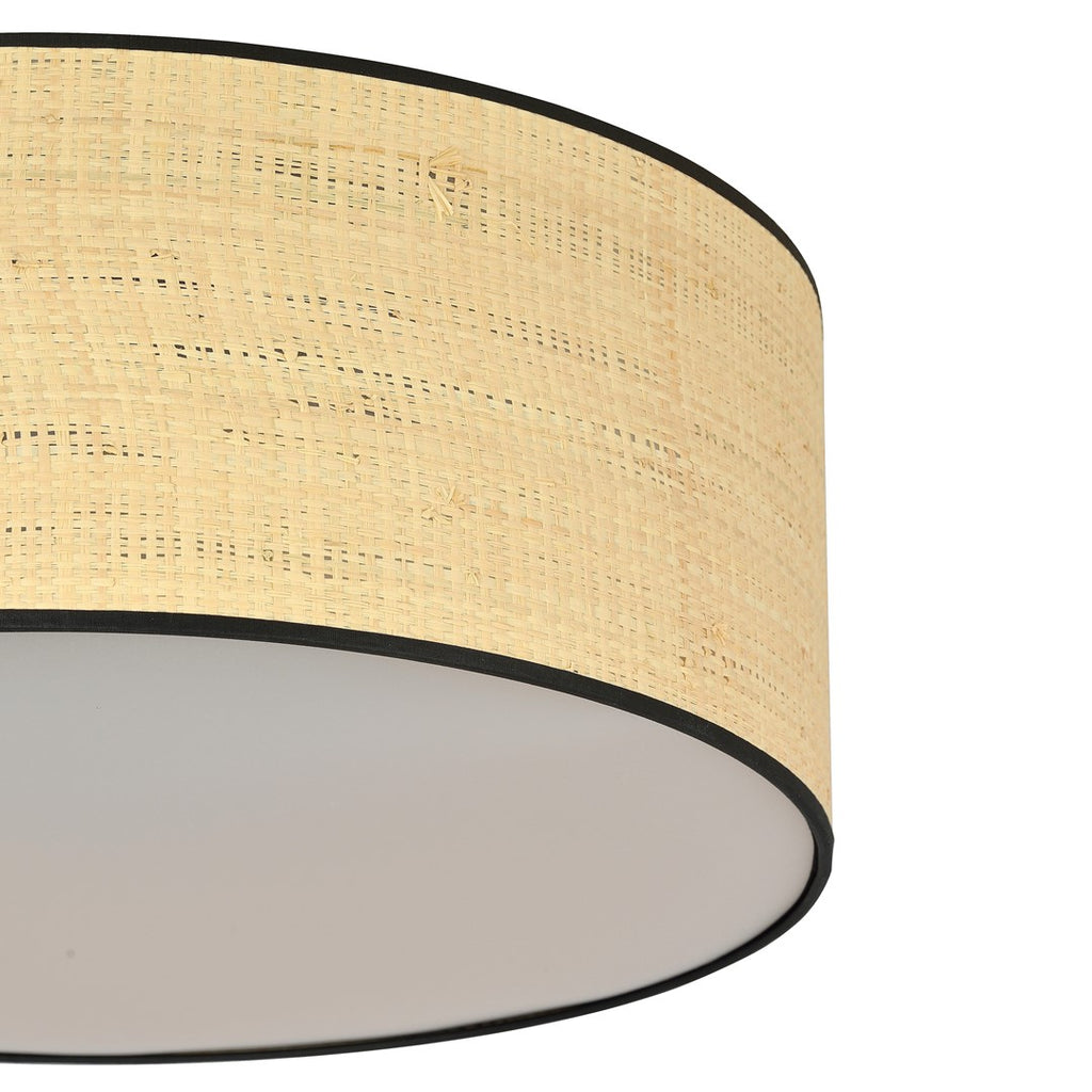 Plafondlamp Aston gepoedercoat staal boho zwart met bruine kap Ø 50 cm, 3 x E27-fitting, woonkamer en eettafel