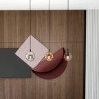 Hanglamp 3-lichts gepoedercoat staal en glas Cosmo, zwart met transparante, grafiet en amber kappen, 70 cm