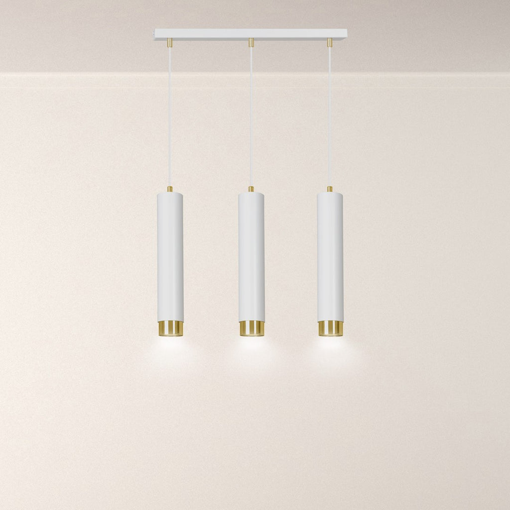 Hanglamp staal modern Kibo wit met goud, 3 lichts, verstelbare hoogte – 45 x 100 cm