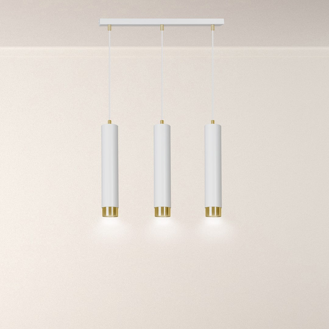 Hanglamp staal modern Kibo wit met goud, 3 lichts, verstelbare hoogte – 45 x 100 cm