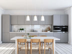 Hanglamp 3-lichts gepoedercoat staal en hout Bolero, wit Scandinavisch, 66 x 100 cm, woonkamer