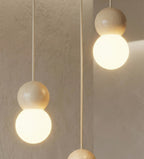 Hanglamp gepoedercoat staal met hout, Scandinavisch Loop 3 beige, 3 lichtpunten G9, Ø 23 cm, eettafel en keukeneiland