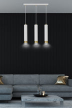 Hanglamp staal modern Kibo wit met goud, 3 lichts, verstelbare hoogte – 45 x 100 cm