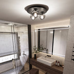 Plafondlamp gepoedercoat staal Solar zwart met grafiet glas, 3 fittingen E14, 43 x 19 cm