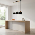 Hanglamp gepoedercoat staal en hout Torin, zwart, 3 lichts, 80 x 100 cm, verstelbare hoogte, woonkamer en eetkamer