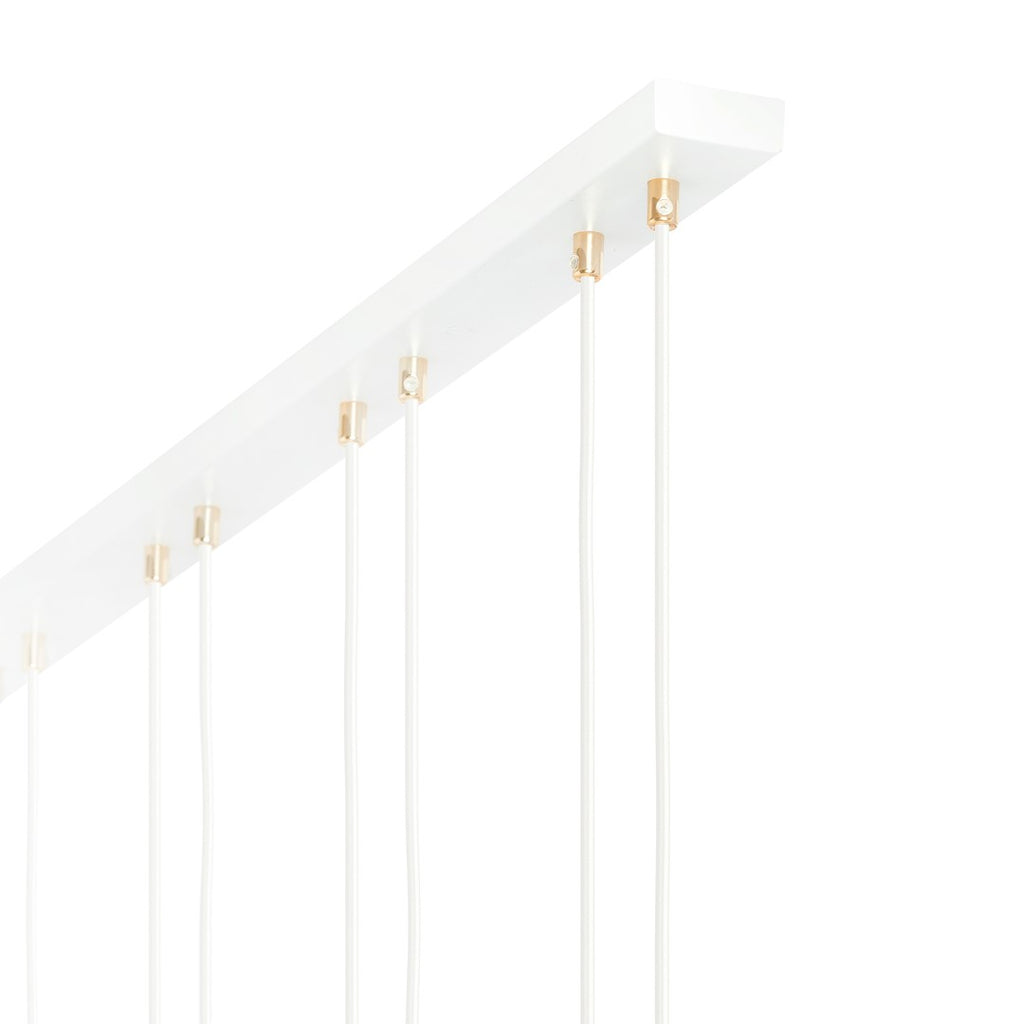 Hanglamp gepoedercoat staal en glas Glam, wit met goudkleurige accenten, 3 lichts, 70 x 115 cm, verstelbaar