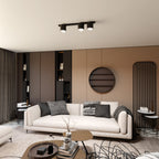 Plafondlamp staal minimalistisch Nano mat zwart, 3 spots, 70 cm breed, voor woonkamer, eetkamer en kantoor