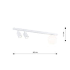 Plafondlamp gepoedercoat staal en glas modern wit, 3 lichtpunten, 60 cm, voor woonkamer en eetkamer