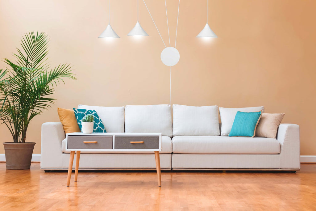 Hanglamp gepoedercoat staal Abramo 3 lichts, wit, Scandinavisch, met 3 fittingen E27 voor woonkamer en eettafel