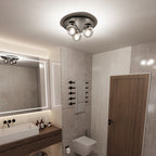Plafondlamp gepoedercoat staal Solar zwart met grafiet glas, 3 fittingen E14, 43 x 19 cm
