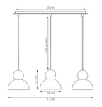 Hanglamp gepoedercoat staal met hout, Scandinavisch Kaki zwart, 3 fittingen E27, 73 cm breed