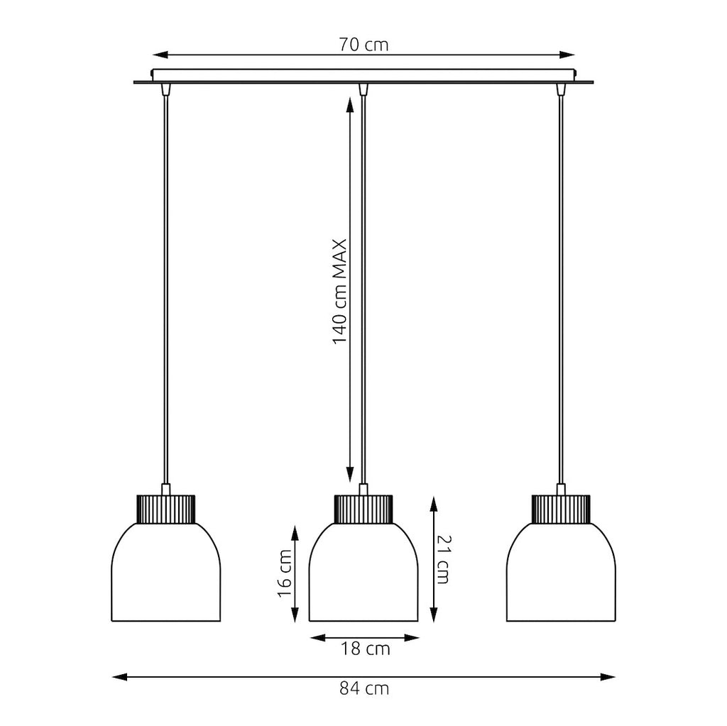 Hanglamp 3-lichts gepoedercoat staal en multiplex Vigo, Scandinavisch, wit, 84 cm, boven eettafel of kookeiland