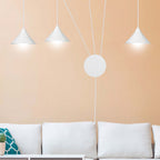 Hanglamp gepoedercoat staal Abramo 3 lichts, wit, Scandinavisch, met 3 fittingen E27 voor woonkamer en eettafel