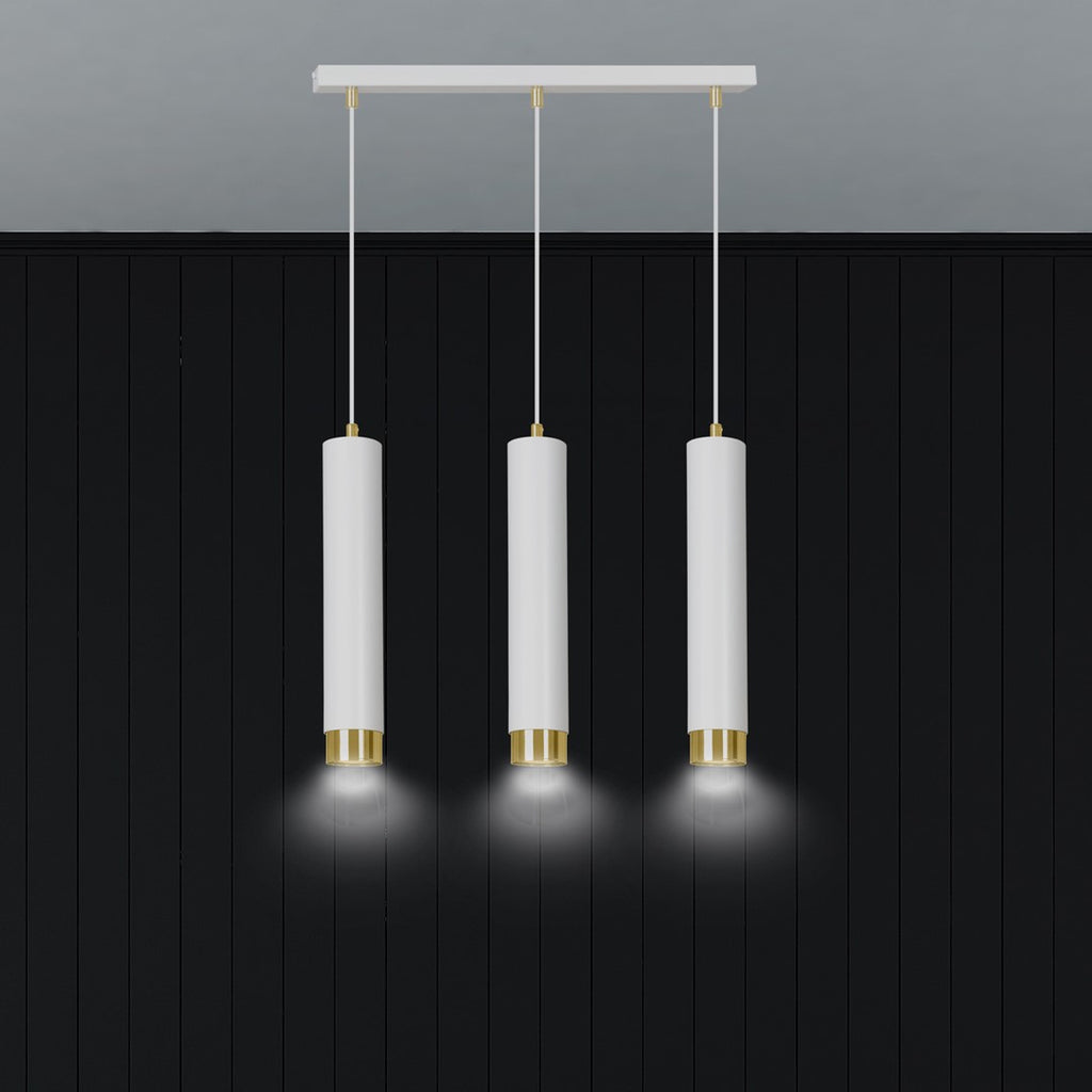 Hanglamp staal modern Kibo wit met goud, 3 lichts, verstelbare hoogte – 45 x 100 cm