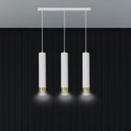 Hanglamp staal modern Kibo wit met goud, 3 lichts, verstelbare hoogte – 45 x 100 cm