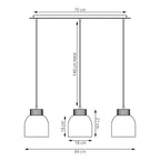 Hanglamp 3 lichts gepoedercoat staal en hout Vigo, Scandinavisch, zwart, 84 cm, boven eettafel of keukeneiland