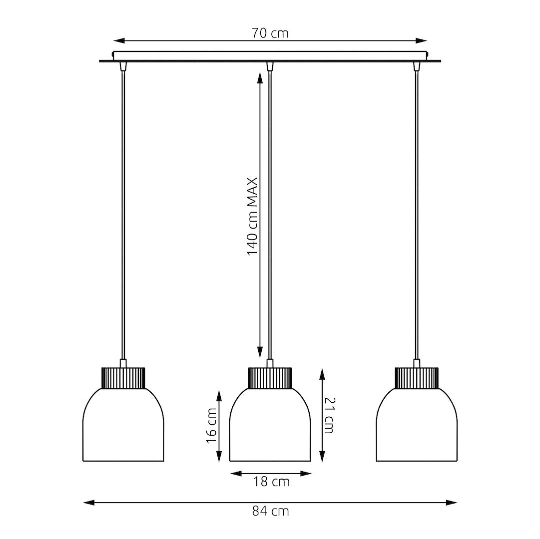 Hanglamp 3 lichts gepoedercoat staal en hout Vigo, Scandinavisch, zwart, 84 cm, boven eettafel of keukeneiland