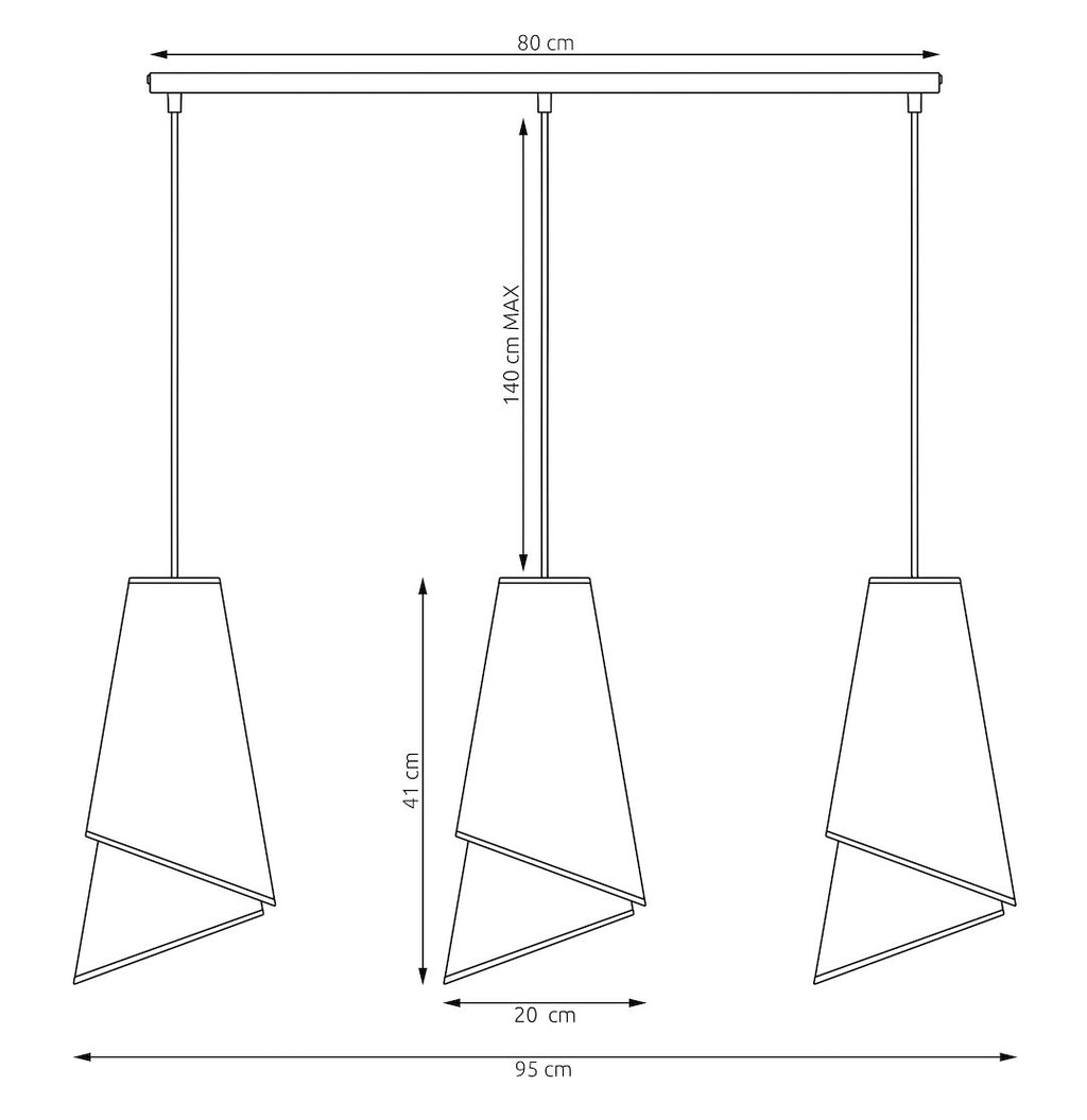 Hanglamp 3-lichts gepoedercoat staal met stoffen kap, Moda, zwart met goud, 95 cm, eettafel en woonkamer