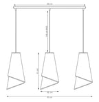 Hanglamp 3-lichts gepoedercoat staal met stoffen kap, Moda, zwart met goud, 95 cm, eettafel en woonkamer