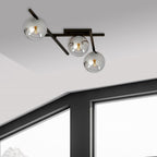 Plafondlamp staal en glas Smart 3 lichtpunten, modern, zwart met grafiet glazen kappen Ø 15 cm