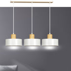 Hanglamp 3-lichts gepoedercoat staal en hout, Scandinavisch Torin, wit – 80 x 100 cm, voor woonkamer en eetkamer