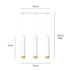 Hanglamp staal modern Kibo wit met goud, 3 lichts, verstelbare hoogte – 45 x 100 cm