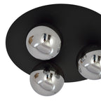Plafondlamp gepoedercoat staal Solar zwart met grafiet glas, 3 fittingen E14, 43 x 19 cm