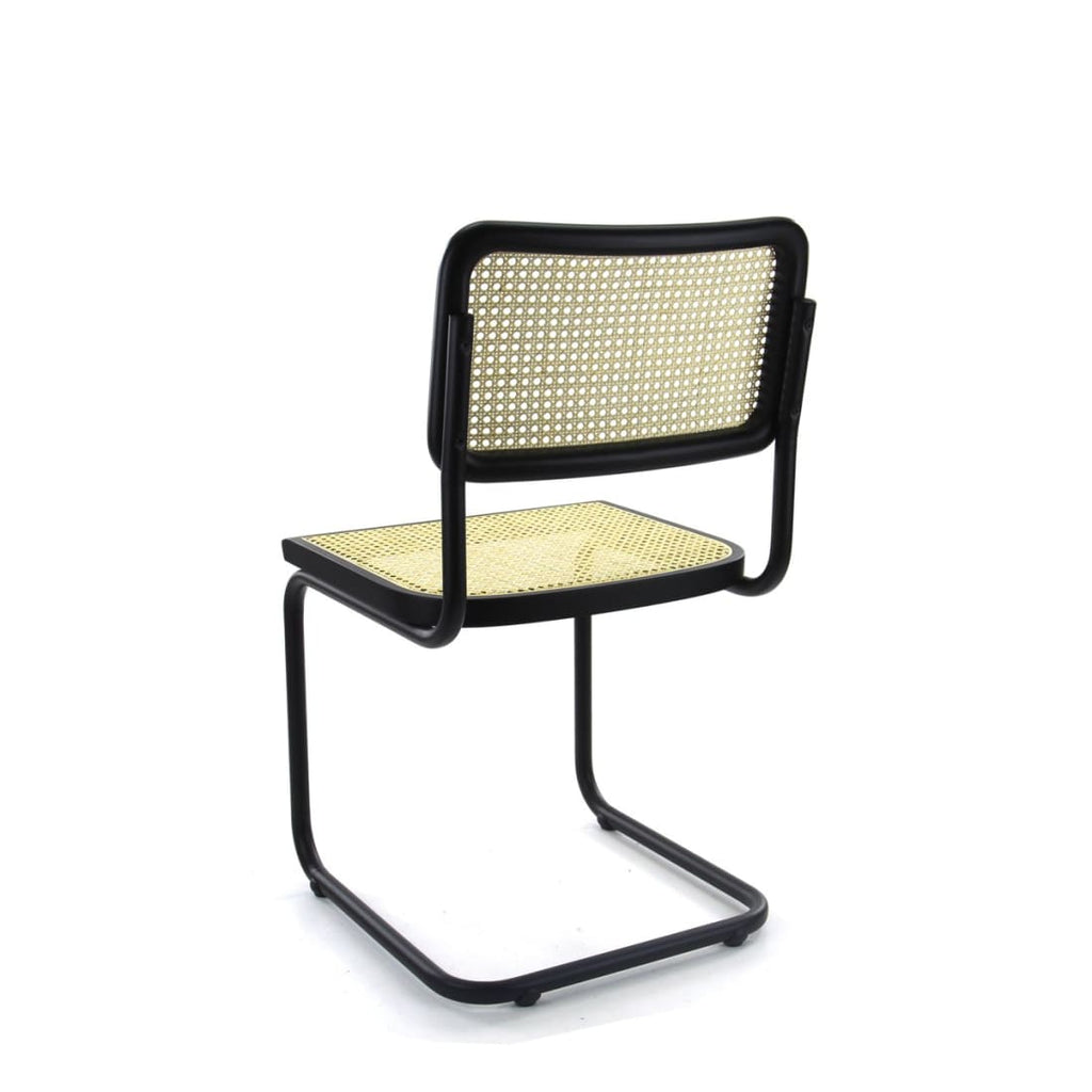 Eetkamerstoel rotan zwart stalen frame, Bas, vrijdragend – 47 x 50 x 85 cm