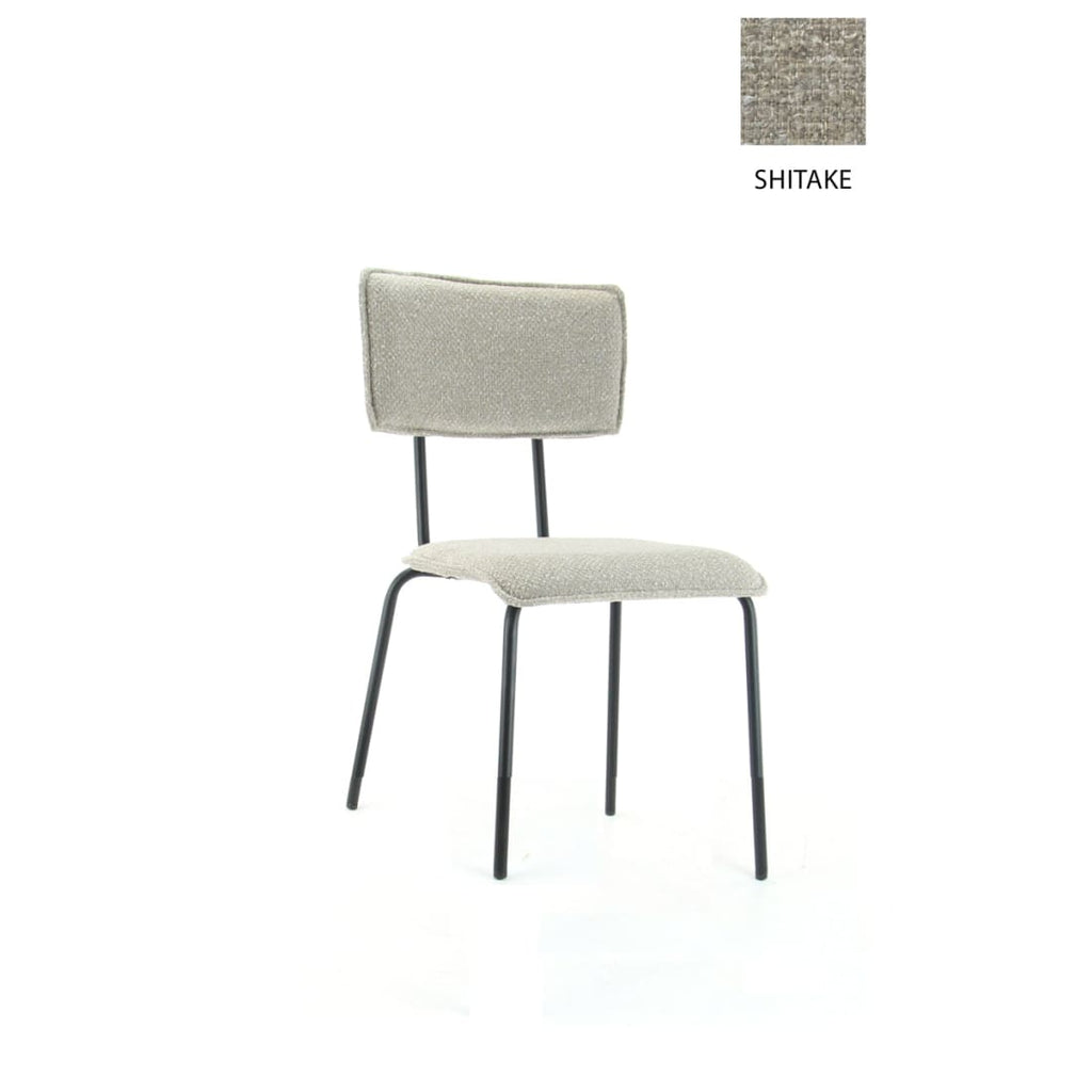 Eetkamerstoel bouclé gerecycled polypropyleen, Bo Society shitake, stalen onderstel, 81 cm hoog