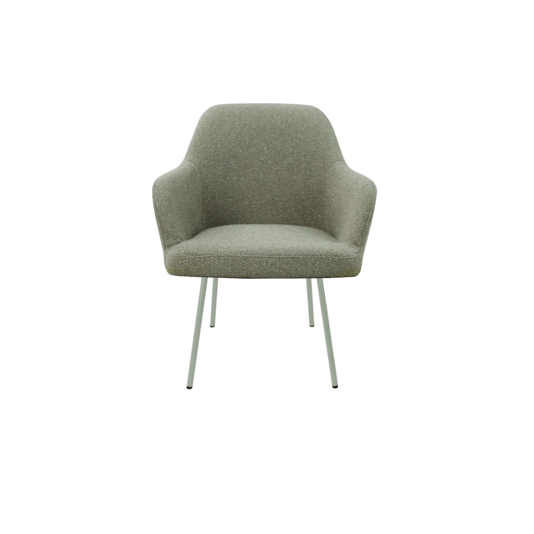 Eetkamerstoel LoLa bouclé groen met vierpoot frame, lage zitting, voor eetkamer en vergaderruimte